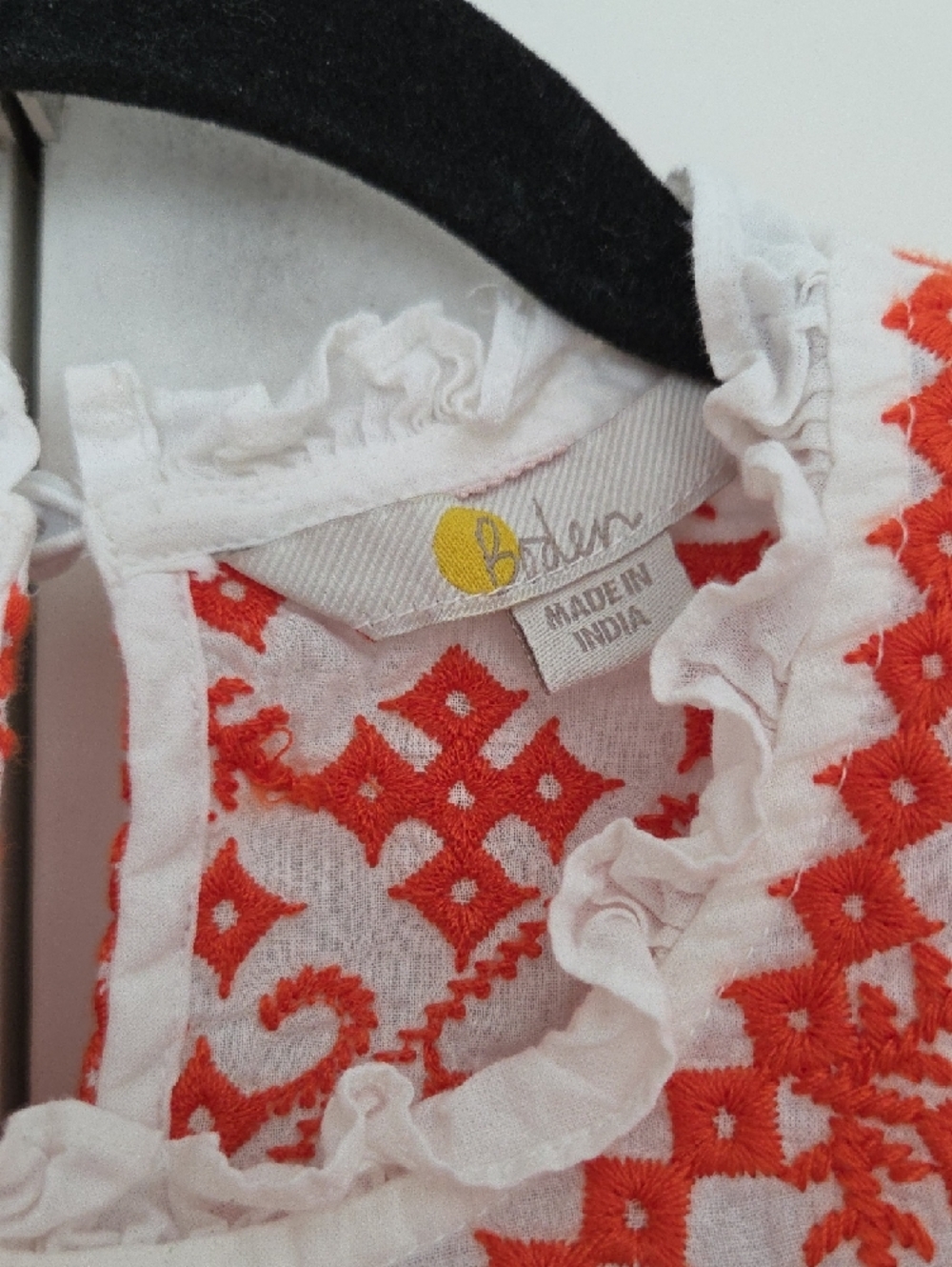 Boden White Top with Vibrant Orange Embroidery - Picture 2 of 9